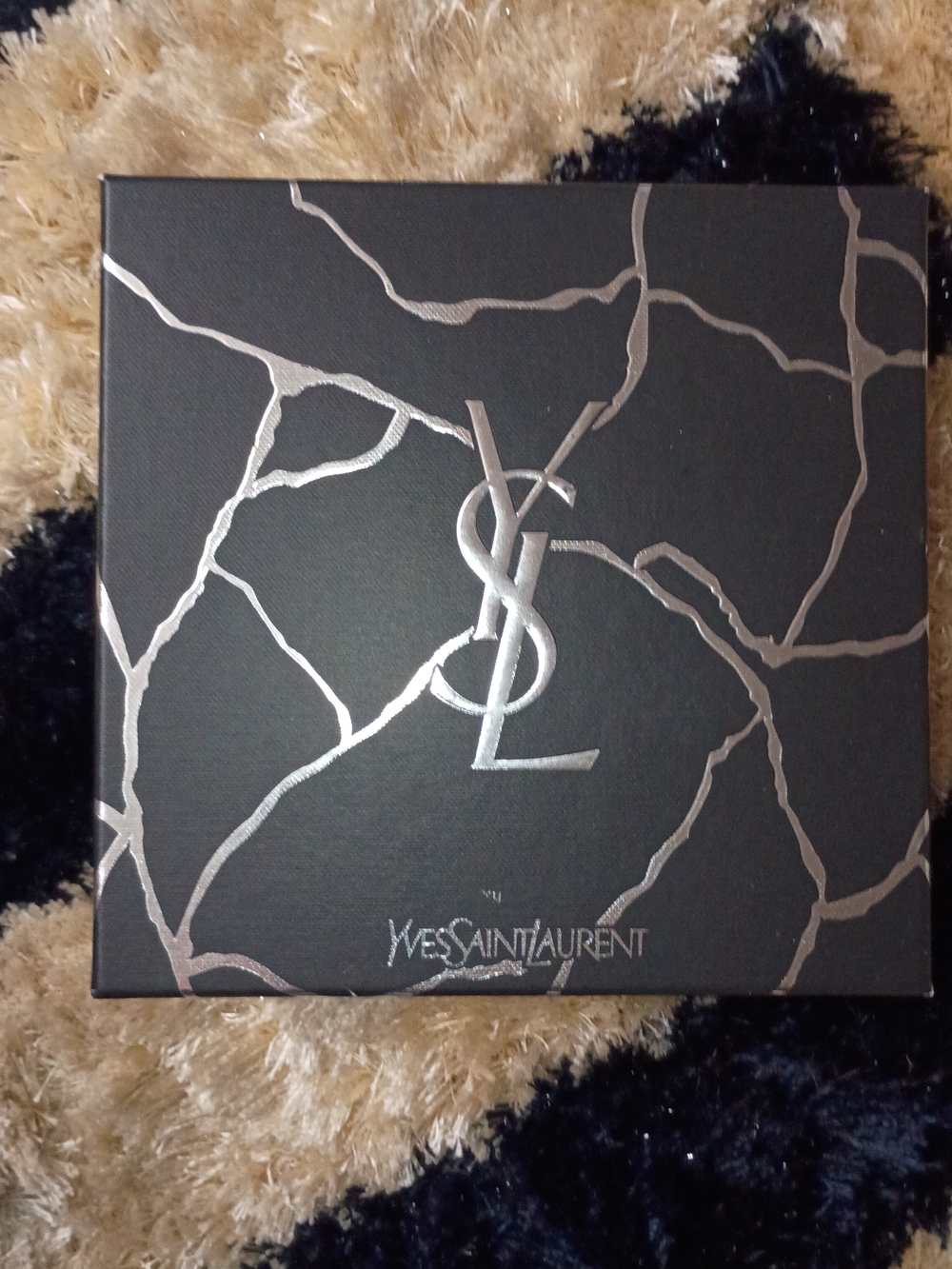 Yves Saint Laurent Black & Silver Marble-Pattern Decorative Box